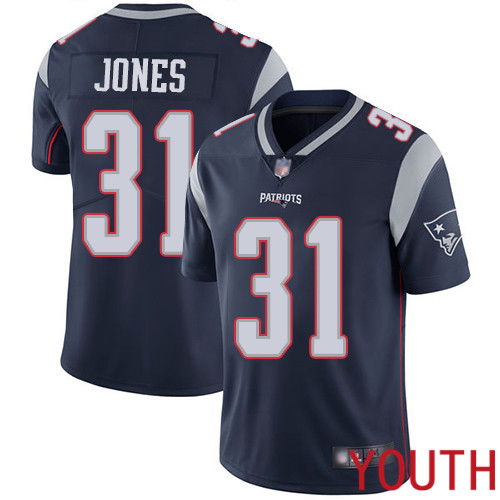 New England Patriots Football 31 Vapor Limited Navy Blue Youth Jonathan Jones Home NFL Jersey